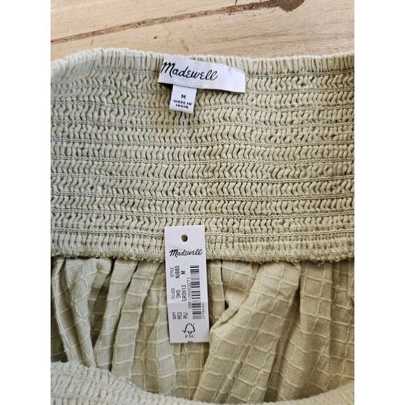 Madewell Dobby Smocked Soft Green Mini Skirt Women's Size M NWT - Picture 2 of 7